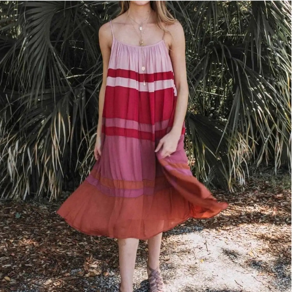 MIDI DRESS, SUMMER BOHO TRANSITIONAL NWOT